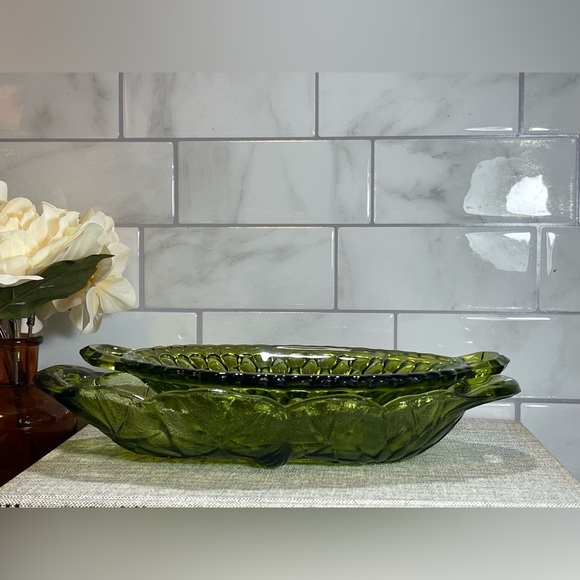 Vintage Indiana Green set of 2 serving bowls trinket bedroom or bathroom dishes - Picture 8 of 9